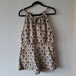 Elegant Floral Jumpsuit - Navy and Cream